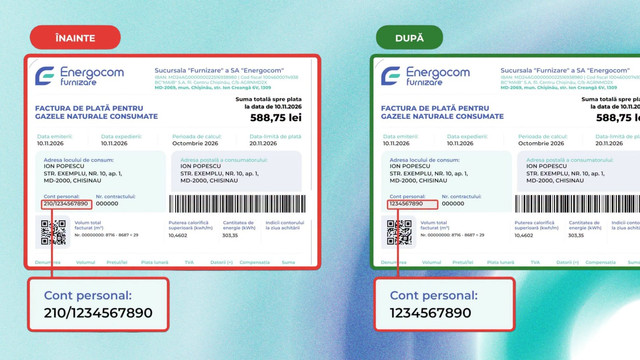 Atenție la plata facturilor pentru gaz! Energocom schimbă codurile de identificare a consumatorilor de la 1 noiembrie. Ce cifre trebuie eliminate